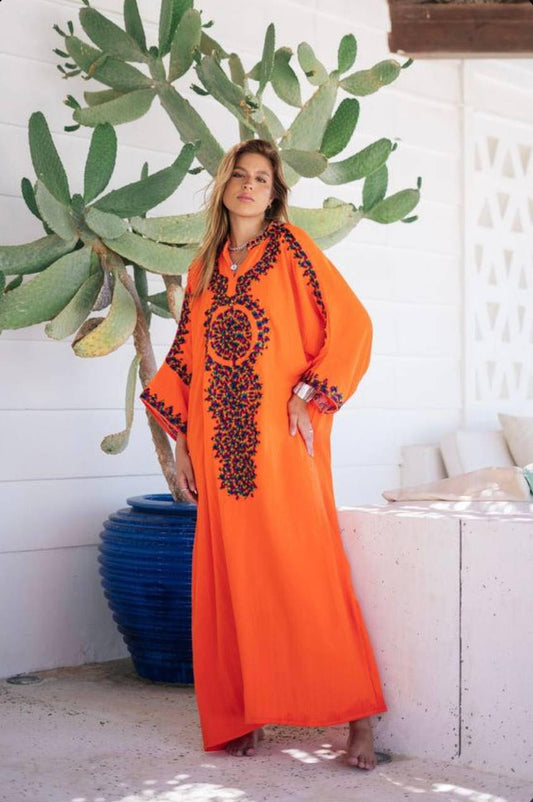 Orange Moroccan Galabeya